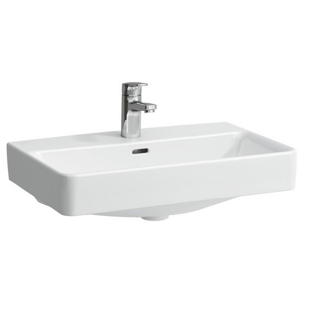 Praustuvas PRO S 600x380 mm, su 1 anga mai&scaron;ytuvui viduryje, nu&scaron;lifuota apačia, baltas