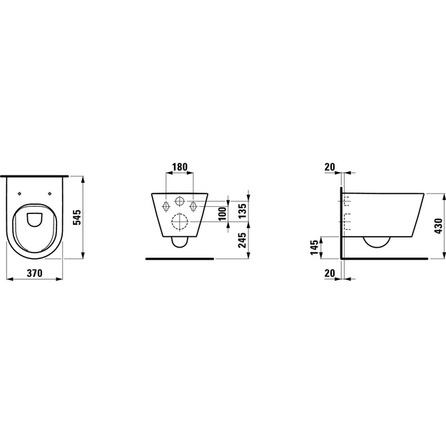 Kartell BY LAUFEN Pakabinamas WC Rimless,  matinis grafito