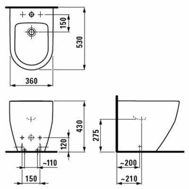 Pastatoma bidė PRO New (530 x 360 x 430 mm ), su 1 anga mai&scaron;ytuvui, balta