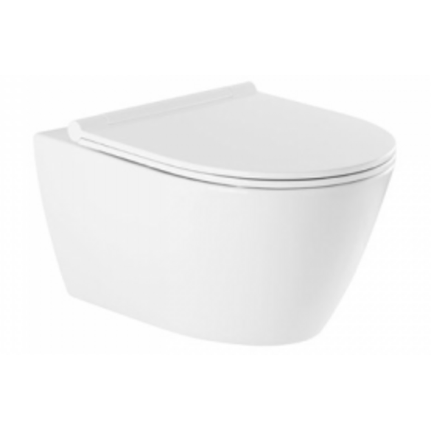 Pakabinamas unitazas SANLIFE Rimflush be nuplovimo lanko (380x560x352mm), baltas