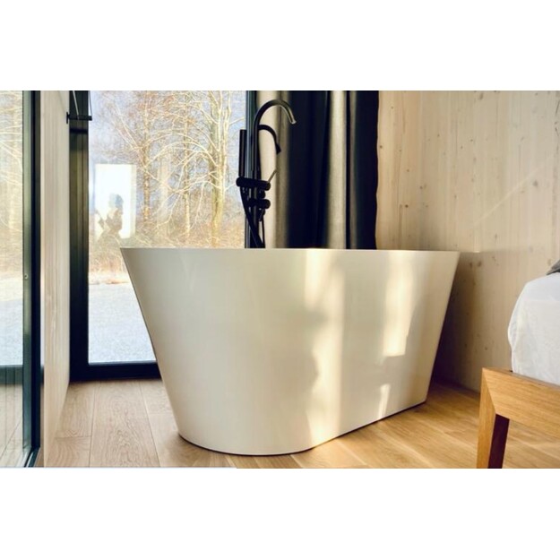 Akmens masės vonia Vispool SELENE, 1600&times;640&times;600 mm laisvai pastatoma, su perlaja , be sifono, balta blizgi spalva