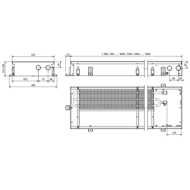 Įleidžiamas grindinis konvektorius FC 120x32x11