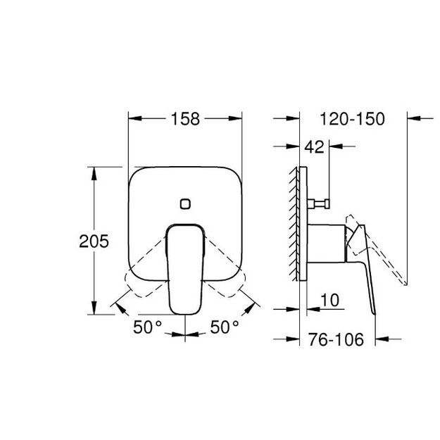 Potinkinio vonios/du&scaron;o mai&scaron;ytuvo Grohe Cubeo vir&scaron;tinkinė dalis, matinė juoda sp.