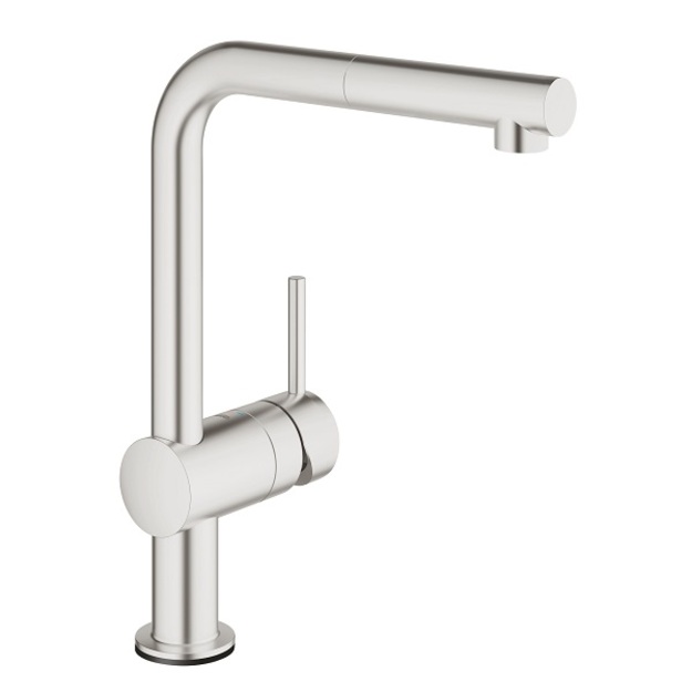 Grohe Minta Touch elektroninis plautuvės mai&scaron;ytuvas, L formos i&scaron;traukiamas snapas, nerūdijančio plieno spalva