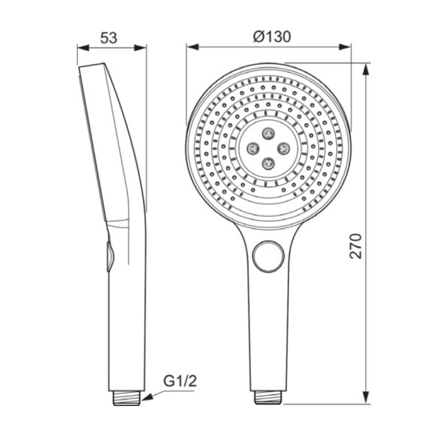 Ideal Standard Idealrain SOLOS rankinė du&scaron;o galva 130 mm, 3 funkcijos, 8 l/min, matinė juoda spalva