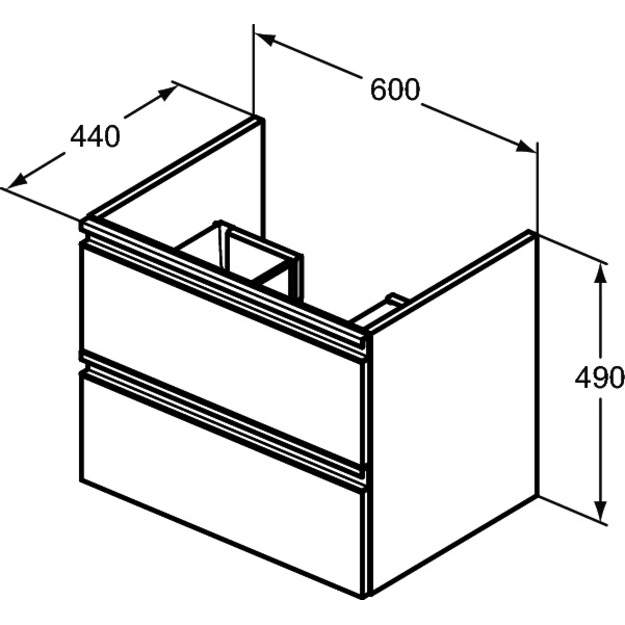 Ideal Standard Tesi pakabinama vonios spintelė 60 cm (600 x 440 x 490), du stalčiai, soft close uždarymas, matinė juoda