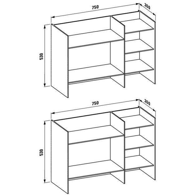 Kartell by LAUFEN Lentynų modulis Sound-rack 530x750x260 mm, dūmo