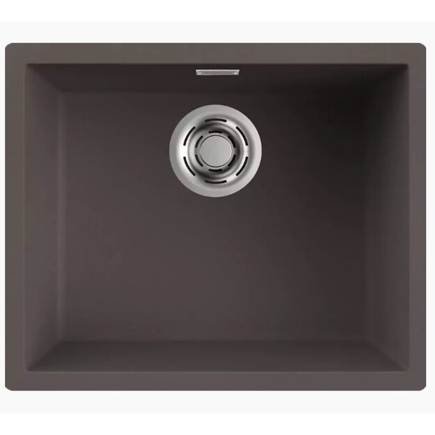 Granitinė plautuvė ELLECI ZEN, 105 &Eacute;LITE 556 X 456 1V ruda K87, universalus montavimas, ventilis nerūdijančio plieno spa