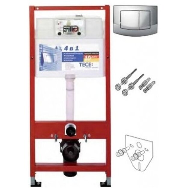 WC modulis  TECEbase  4in1 klavi&scaron;as AMBIA chrom., tvirtinimai, izol. tarpinė