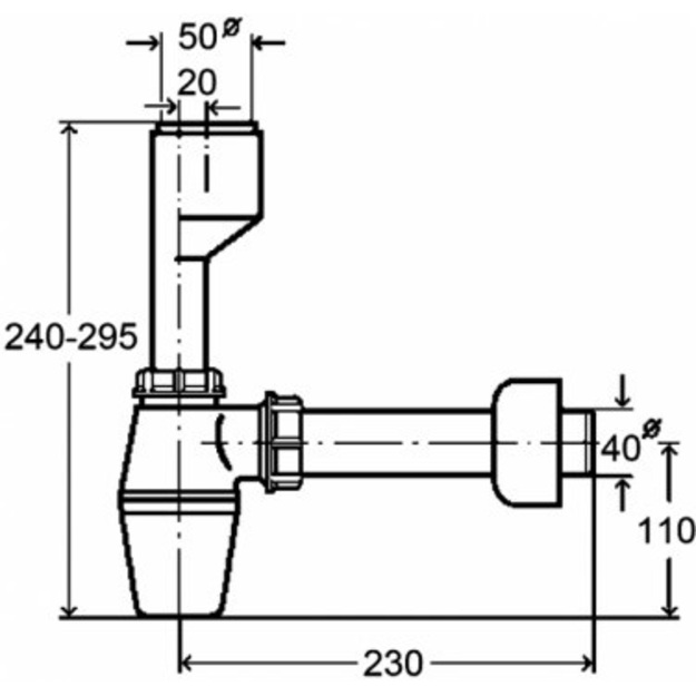 Pisuaro sifonas butelinis 50 x 40 mm