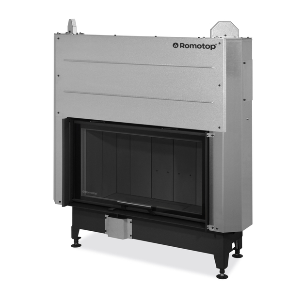 Plieninis židinio ugniakuras Romotop KV HEAT H3LF06 88.50.06, juoda pakura IGN, pakeliamomis durimis