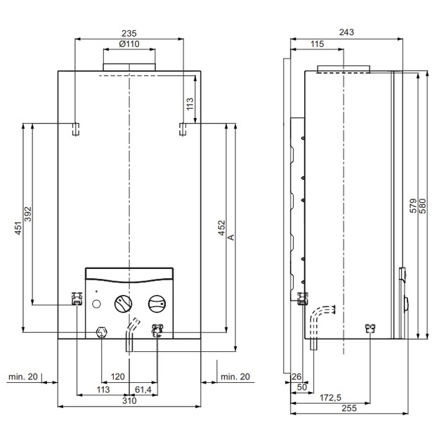 Dujinė kar&scaron;to vandens &scaron;ildymo kolonėlė Vaillant MAG mini 114/1 I (H-INT) (gamtinės d., bat. uždegimas)