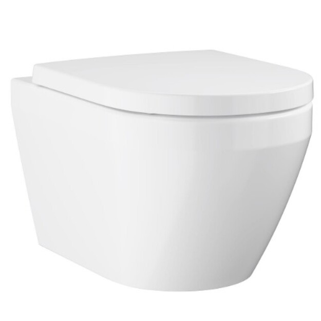 Euro Ceramic pakabinamas unitazas Triple Vortex  su soft close dangčiu, balta spalva