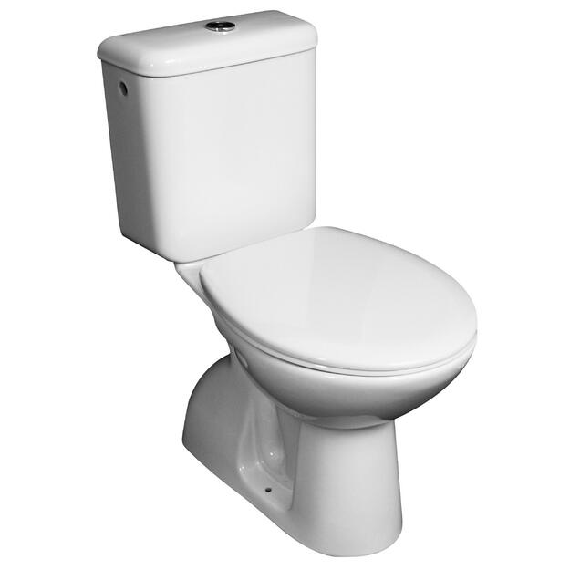 Unitazas ZETA su stačiu nubėgimu, vertikaliu nuotaku, su dvigubo nuleidimo sistema Dual Flush, vandens įvadas apačioje