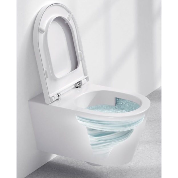 Pakabinamas WC Kartell, Silent Flush / Rimless, 4,5/3 ltr, be dangčio, balta spalva