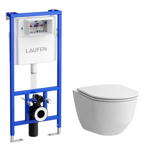 Laufen Pro Rimless Pack pakabinamo unitazo ir potinkinio rėmo LS CW1 komplektas