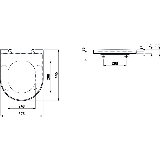 WC dangtis Kartell BY LAUFEN su Soft Close, lengvai nuimamas, matinis grafito