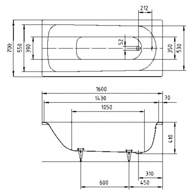 Plieninė vonia Kaldewei Saniform Plus 160x70x41 su EasyClean  mod. 362-1