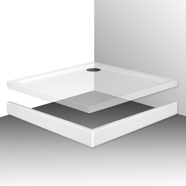 Priekinė panelė du&scaron;o padėklui Flat Kvadro 100x100, balta (su panelkitas M9500)