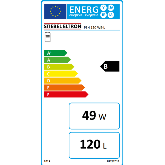 Vertikalus kombinuotas vandens &scaron;ildytuvas Stiebel Eltron PSH 120 WE-L, jungimas kairėje pusėje, 120L