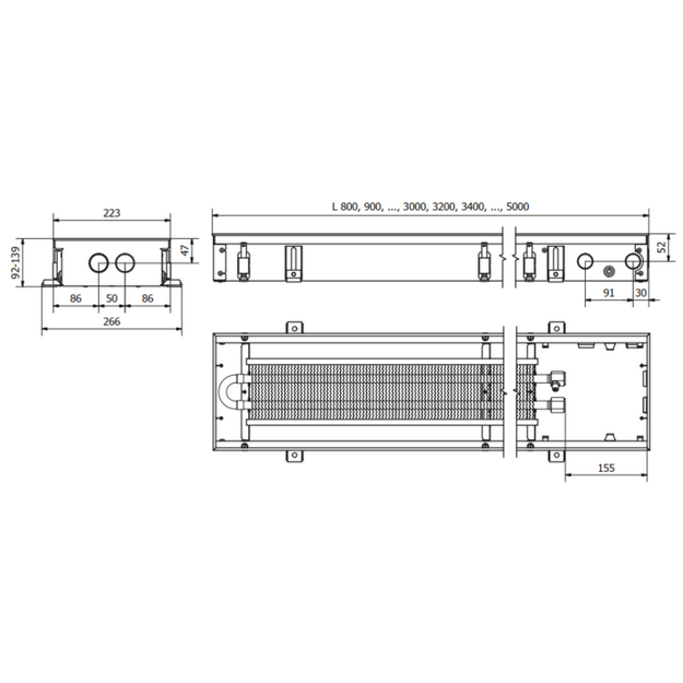 Įleidžiamas grindinis konvektorius FC 130x22x9