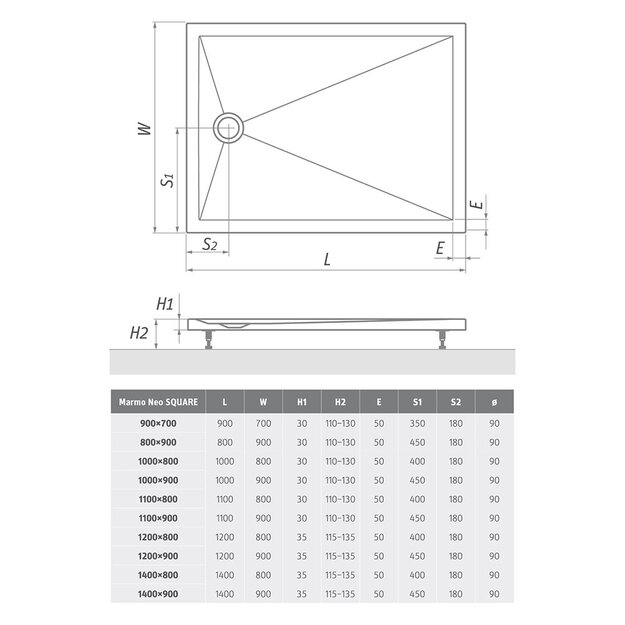 Du&scaron;o padėklas Marmo Neo Square-R 1200x900