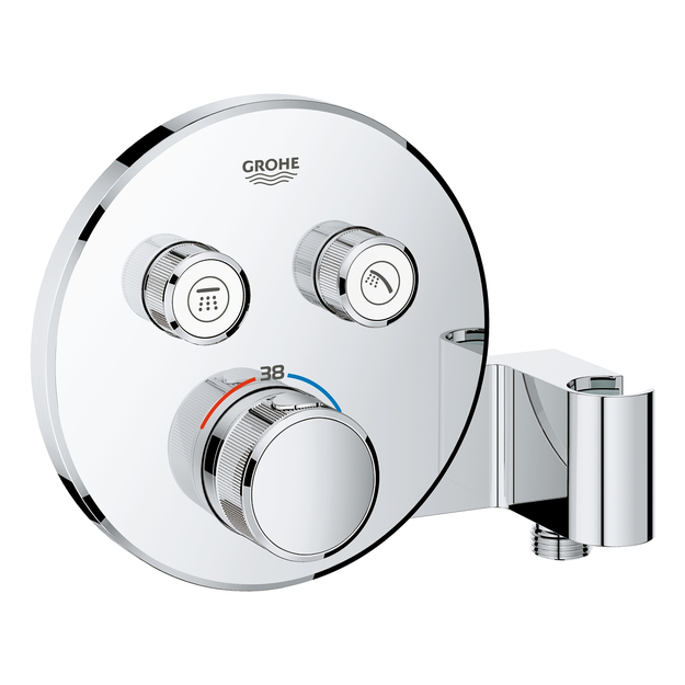 Vir&scaron;tinkinė du&scaron;o mai&scaron;ytuvo dalis Grohtherm Smartcontrol, 2 valdikliai, su integruotu du&scaron;o laikikliu, chromas