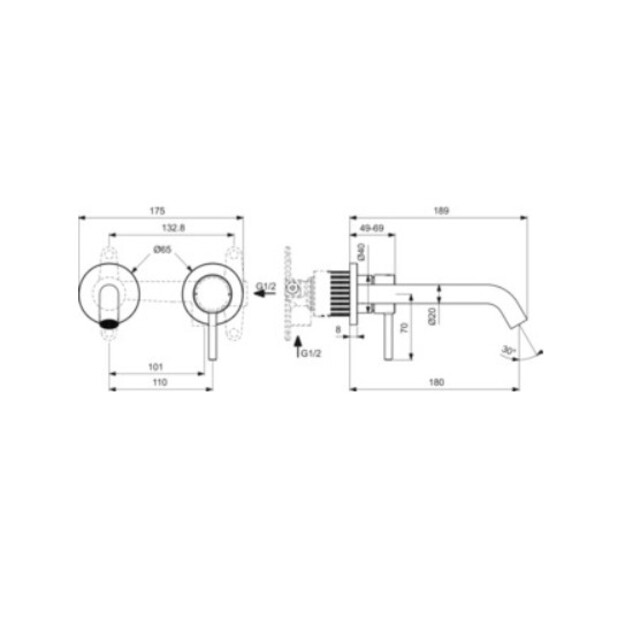 Ideal Standard Ceraline Nuovo potinkinis praustuvo vandens mai&scaron;ytuvas, 180 mm snapas