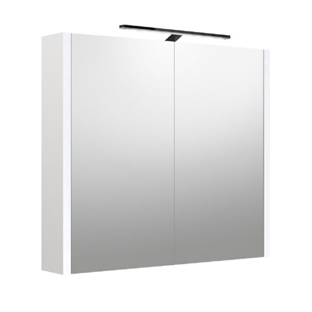 Veidrodinė spintelė su juodu &scaron;viestuvu, URBAN  balta matinė, 80 cm