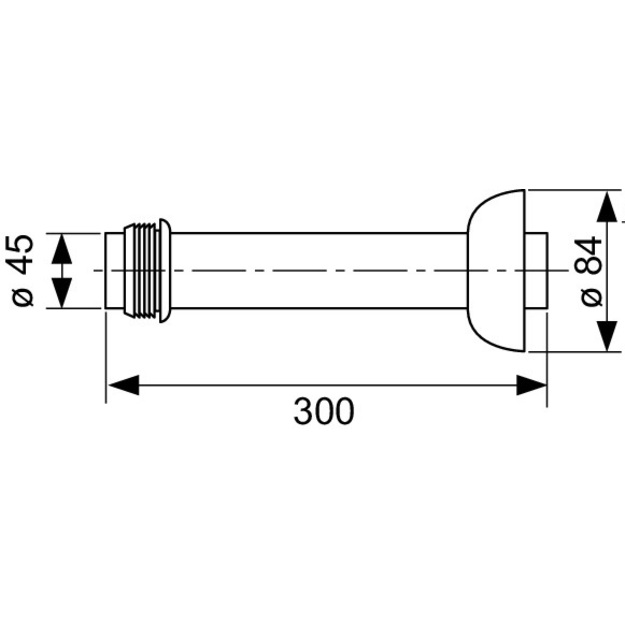 Tece WC vandens padavimo vamzdis keramikai DN45  30cm