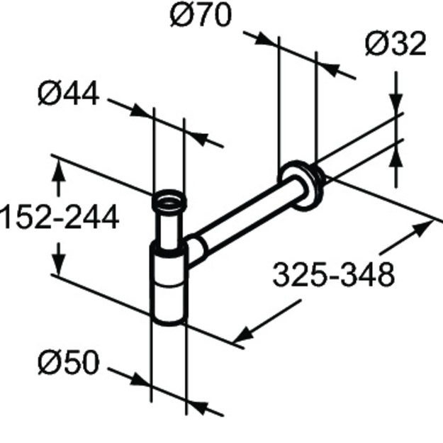 Ideal Standard Ipalyss sifonas, G1 1/4 , pilkos spalvos