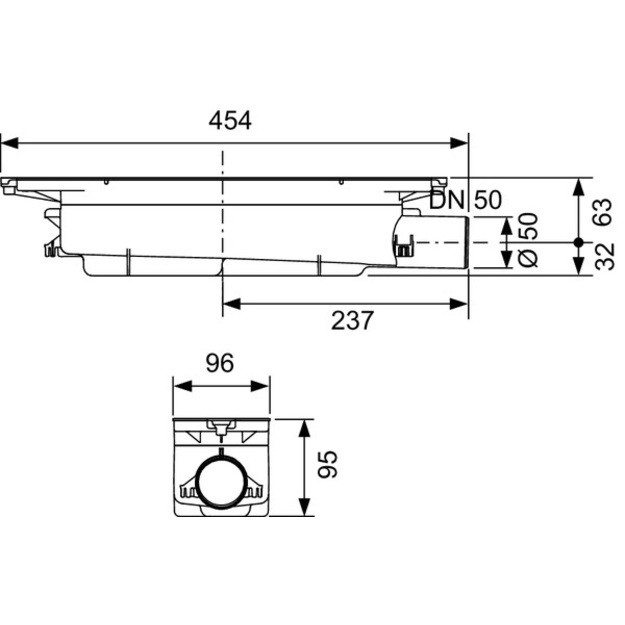 Standartinis trapas TECEdrainprofile latakui DN50, 95mm 0,6/0,8 l/s