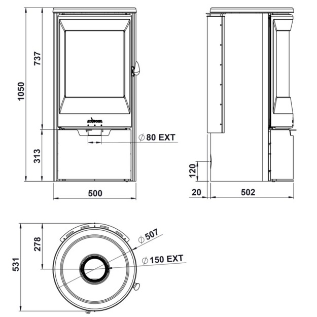 Plieninė krosnelė Invicta Neosen, itin sandari, 6kW (P948838)