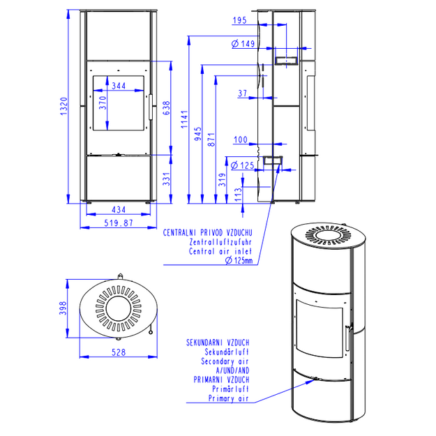 Akumuliacinė krosnelė EVORA H 10, keramikos apdaila (sp. 92360)