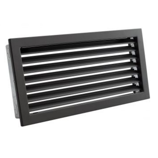 Grotelės VENTLAB 450x220, fiksuotos žaliuzės, juodos