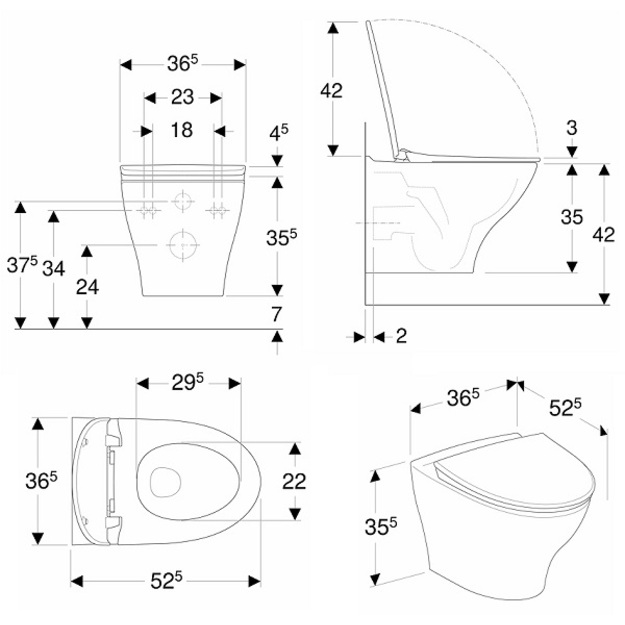 Vinta Art Set pakabinamas unitazas, If&ouml;Clean &bdquo;Rimfree&ldquo; su WC dangčiu
