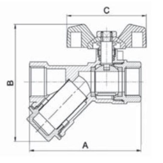 SENA ventilis su filtru 1/2  v/v trumpa rankena (152503)