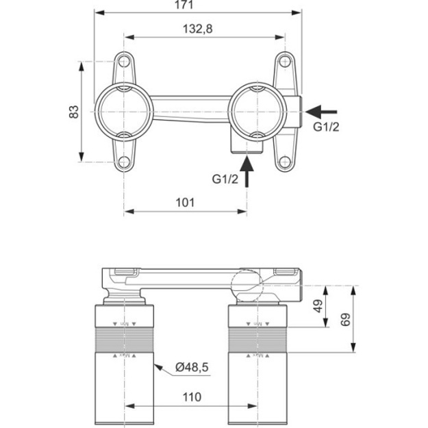 Ideal Standard potinkinė CERALINE / CERAFINE / JOY / praustuvo mai&scaron;ytuvo dalis
