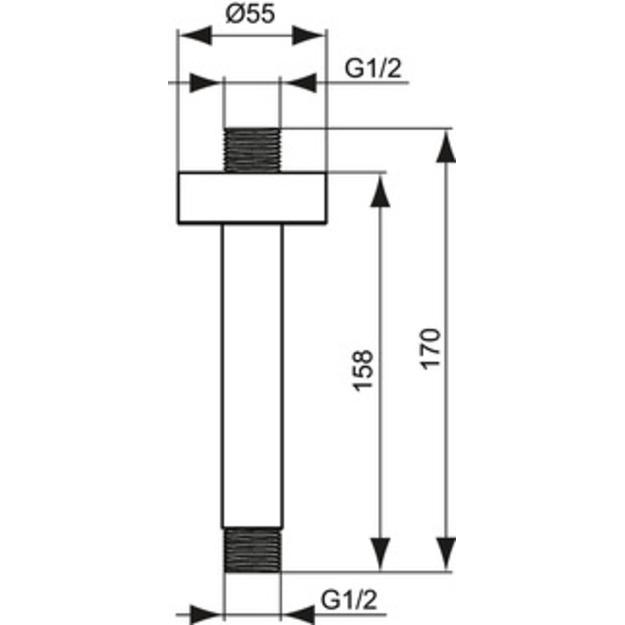 Ideal Standard laikiklis du&scaron;o galvai i&scaron; lubų 150 mm, chromas