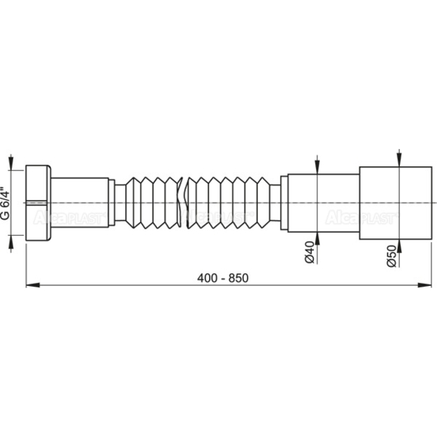 Lankstus sifono pajungimo vamzdis (gofra) 1 1/4 x40/50   L400&ndash;850mm