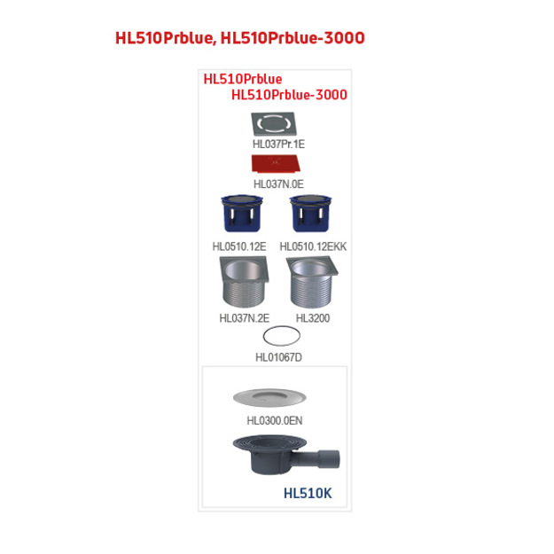 Trapas vidaus patalpoms DN40/50 horizontalus su sifonu  Primus blue , 123x123mm/115x115mm