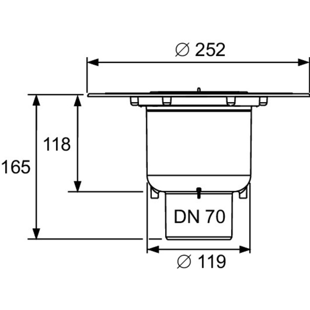 TECEdrainpoint S DN 70 vertikalus sifonas su Seal System universaliu flan&scaron;u