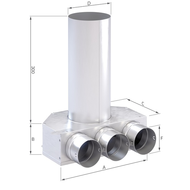 Metalinis registras 3x75x125 su 330mm atvamzdžiu