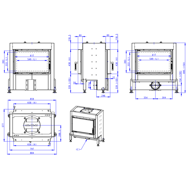 Plieninis židinio ugniakuras Romotop Dynamic DT3H01 66.44.01