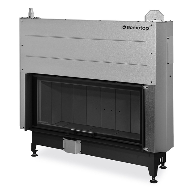 Plieninis židinio ugniakuras Romotop HEAT H3LG 06 110.50 juoda pakura IGN, su pakeliamomis durimis
