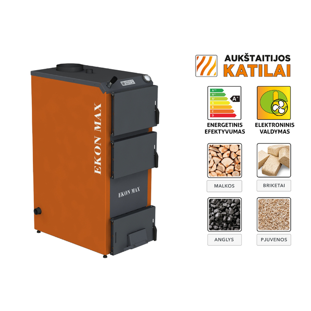 Kieto kuro katilas EKON-MAX, apatinio degimo, 40kW