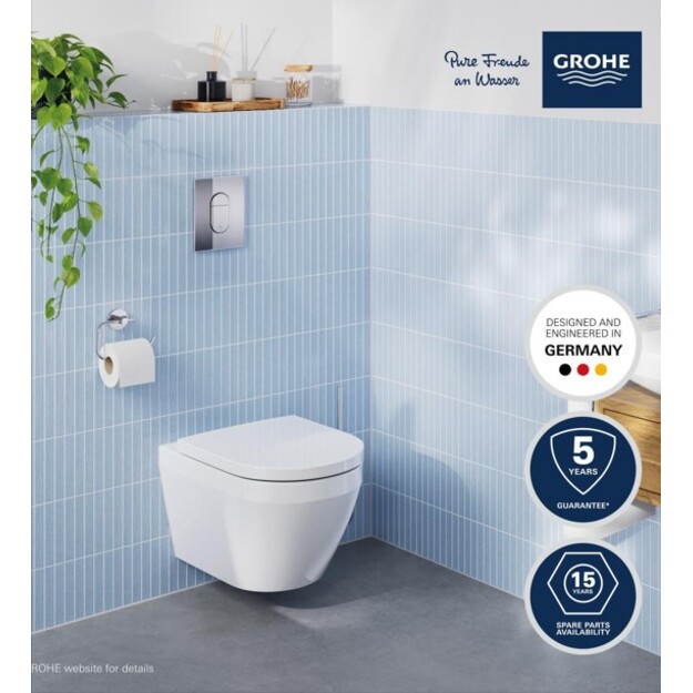 Grohe Solido potinkinio rėmo, tvirtinimų, Euro pakabinamas unitazas su soft close dangčiu, chrom. mygtuko komplektas