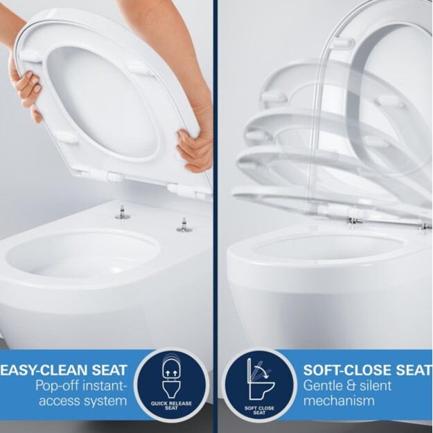 Grohe Solido potinkinio rėmo, tvirtinimų, Euro pakabinamas unitazas su soft close dangčiu, chrom. mygtuko komplektas