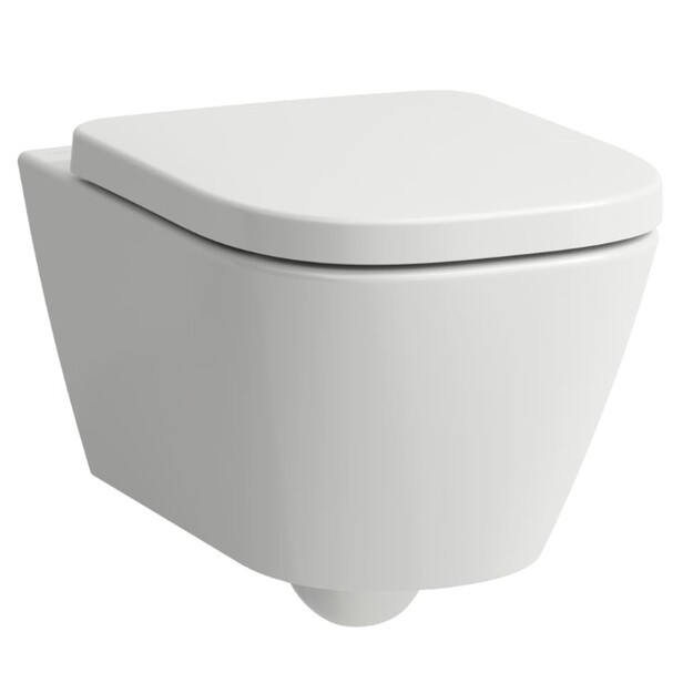 Pakabinamas unitazas, MEDA 54x36, tylus sūkurinis nuplovimas (Silent flush), be apvado (Rimless), be dangčio, balta spal