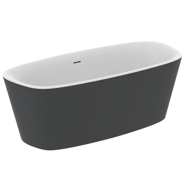 Laisvai statoma akrilinė vonia Ideal Standard Dea Duo 170x75cm, su click-clack vožtuvu, vidus baltas/i&scaron;orė matinė juoda